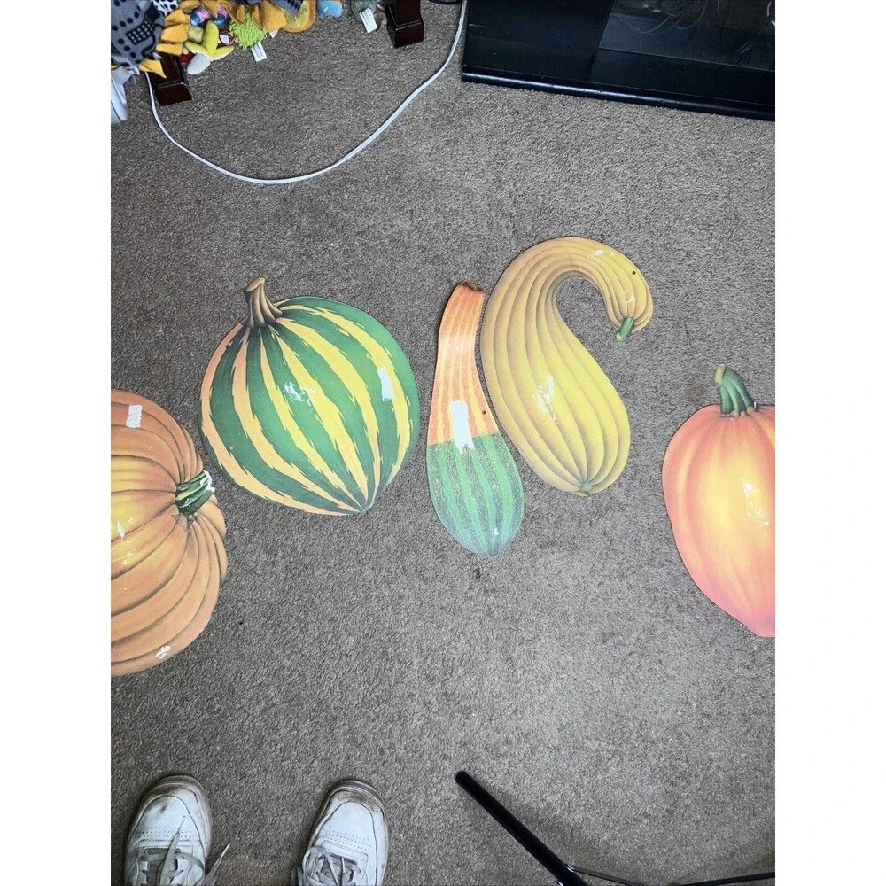 1985 Beistle Die Cut Decoration Lot Of 5 Autumn Fall Gourd Squash Pumpkin USA